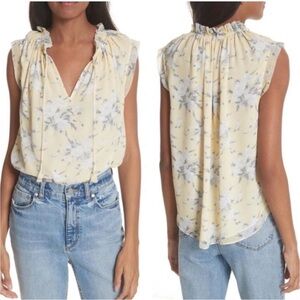 Rebecca Taylor silk floral Yellow Floral Blouse Lemon Rose top women’s size 0